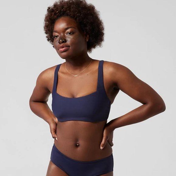 Athleta Square Neck Bra Cup Bikini Top size 32D/DD Dress Blue - Picture 4 of 4